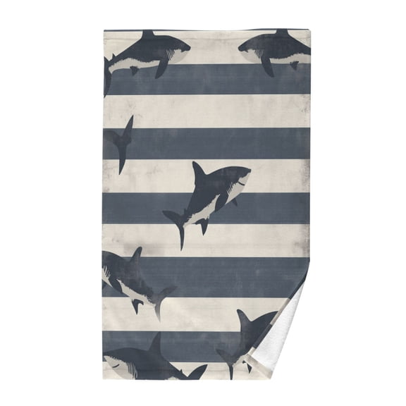 Yayeee 100% Cotton Hand Towels for Bathroom 16" x 28" Soft Absorbent Kitchen Towel, Dark Sharks