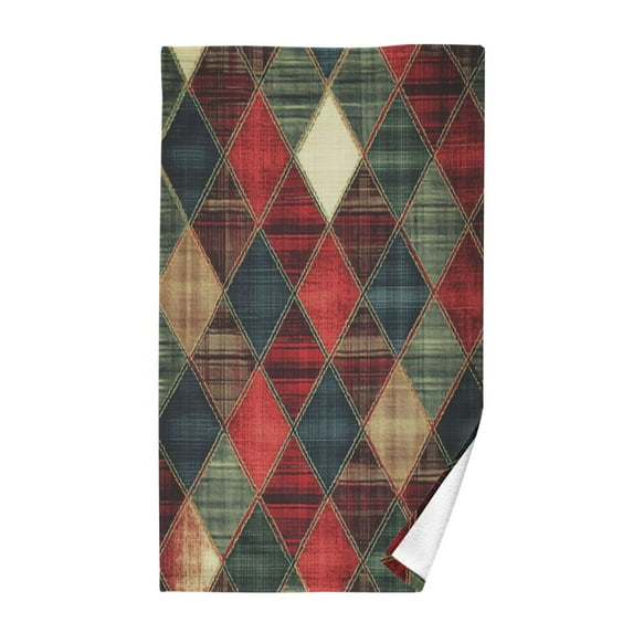 Yayeee 100% Cotton Hand Towels for Bathroom 16" x 28" Kitchen Towel, Dark Tartan Pattern