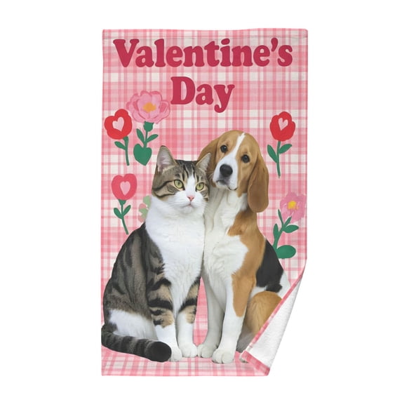Yayeee 100% Cotton Hand Towels for Bathroom 16" x 28" Soft Absorbent Kitchen Towel, Dog Cat Love