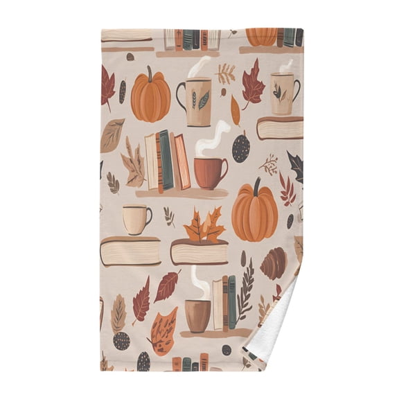 Yayeee 100% Cotton Hand Towels for Bathroom 16" x 28" Soft Absorbent Kitchen Towel, Fall Acorns Pattern