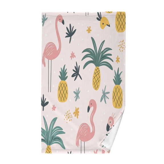 Yayeee 100% Cotton Hand Towels for Bathroom 16" x 28" Soft Absorbent Kitchen Towel, Flamingo Pattern