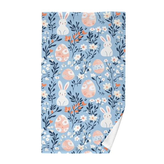 Yayeee 100% Cotton Hand Towels for Bathroom 16" x 28" Soft Absorbent Kitchen Towel, Floral Easter Rabbits