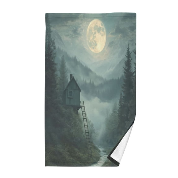 Yayeee 100% Cotton Hand Towels for Bathroom 16" x 28" Soft Absorbent Kitchen Towel, Forest House