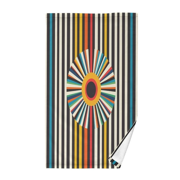 Yayeee 100% Cotton Hand Towels for Bathroom 16" x 28" Kitchen Towel, Geometric Stripes