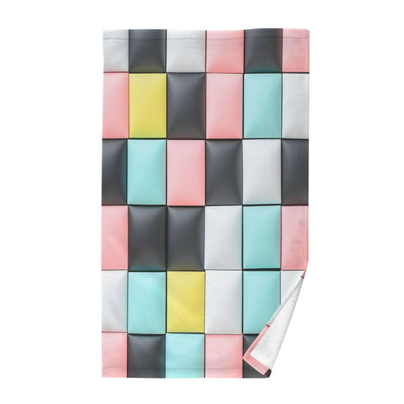 Yayeee 100% Cotton Hand Towels for Bathroom 16" x 28" Kitchen Towel, Gray Checkered Pattern