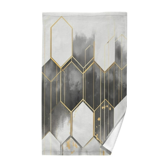 Yayeee 100% Cotton Hand Towels for Bathroom 16" x 28" Kitchen Towel, Gray Hexagons