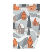 Yayeee 100% Cotton Hand Towels for Bathroom 16" x 28" Kitchen Towel, Gray Snow Houses