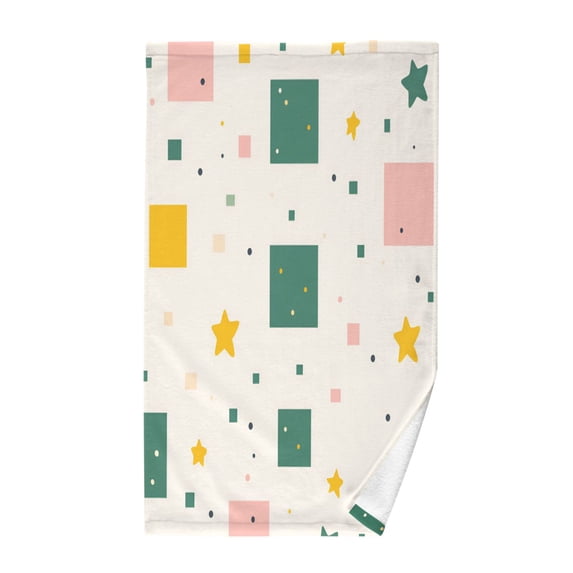 Yayeee 100% Cotton Hand Towels for Bathroom 16" x 28" Soft Absorbent Kitchen Towel, Green Abstract Pattern