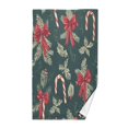 thumbnail image 1 of Yayeee 100% Cotton Hand Towels for Bathroom 16" x 28" Soft Absorbent Kitchen Towel, Green Christmas Candy Canes, 1 of 7