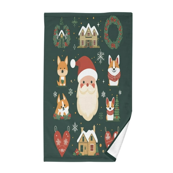 Yayeee 100% Cotton Hand Towels for Bathroom 16" x 28" Kitchen Towel, Green Christmas