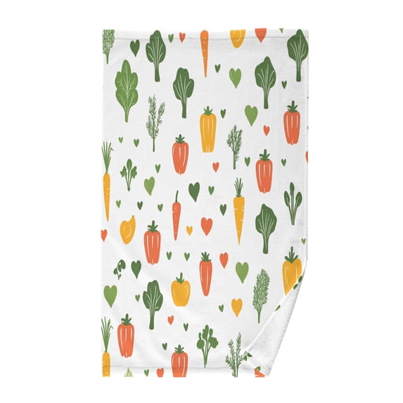 Yayeee 100% Cotton Hand Towels for Bathroom 16" x 28" Soft Absorbent Kitchen Towel, Green Cute Vegetables