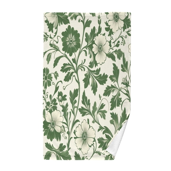 Yayeee 100% Cotton Hand Towels for Bathroom 16" x 28" Soft Absorbent Kitchen Towel, Green Floral