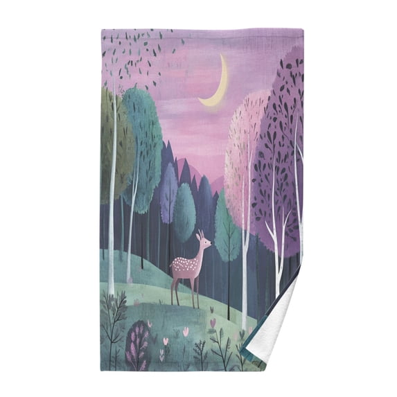 Yayeee 100% Cotton Hand Towels for Bathroom 16" x 28" Soft Absorbent Kitchen Towel, Green Night Deer