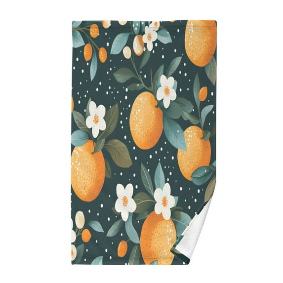 Yayeee 100% Cotton Hand Towels for Bathroom 16" x 28" Kitchen Towel, Green Oranges
