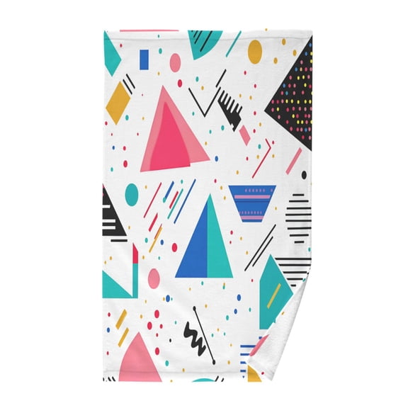 Yayeee 100% Cotton Hand Towels for Bathroom 16" x 28" Kitchen Towel, Green Retro Triangles