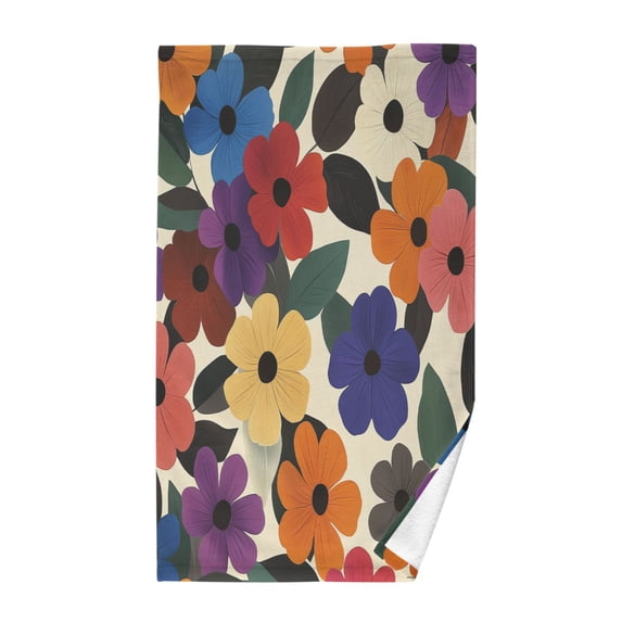 Yayeee 100% Cotton Hand Towels for Bathroom 16" x 28" Soft Absorbent Kitchen Towel, Large Colorful Flowers Pattern