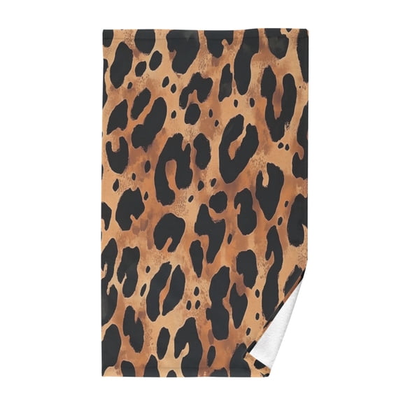 Yayeee 100% Cotton Hand Towels for Bathroom 16" x 28" Soft Absorbent Kitchen Towel, Leopard Pattern