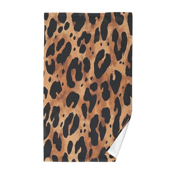 Yayeee 100% Cotton Hand Towels for Bathroom 16" x 28" Soft Absorbent Kitchen Towel, Leopard Pattern