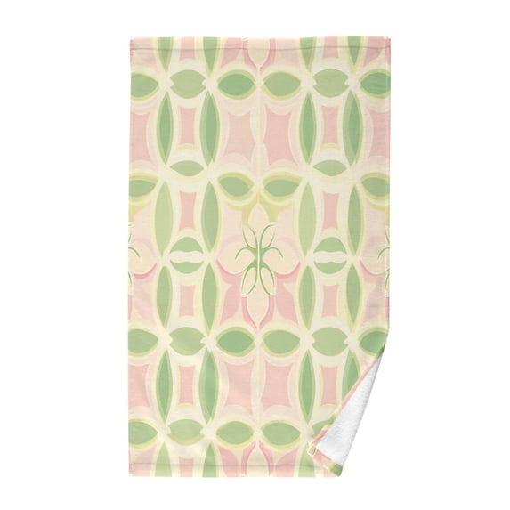 Yayeee 100% Cotton Hand Towels for Bathroom 16" x 28" Soft Absorbent Kitchen Towel, Light Green Geometric