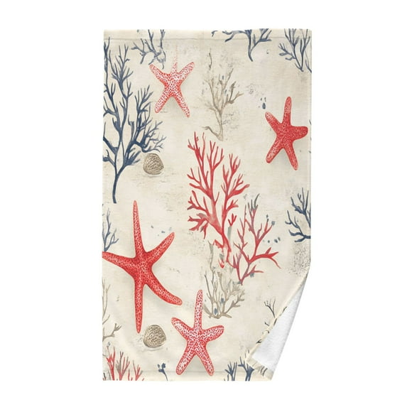 Yayeee 100% Cotton Hand Towels for Bathroom 16" x 28" Soft Absorbent Kitchen Towel, Light Red Starfish