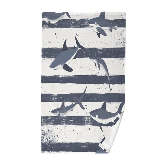 Yayeee 100% Cotton Hand Towels for Bathroom 16" x 28" Soft Absorbent Kitchen Towel, Light Sharks