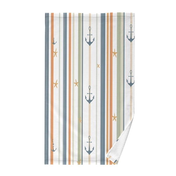 Yayeee 100% Cotton Hand Towels for Bathroom 16" x 28" Soft Absorbent Kitchen Towel, Nautical Pattern
