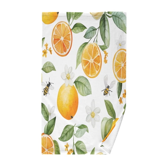Yayeee 100% Cotton Hand Towels for Bathroom 16" x 28" Soft Absorbent Kitchen Towel, Orange Bees