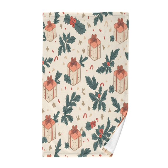 Yayeee 100% Cotton Hand Towels for Bathroom 16" x 28" Kitchen Towel, Orange Christmas Gift Pattern