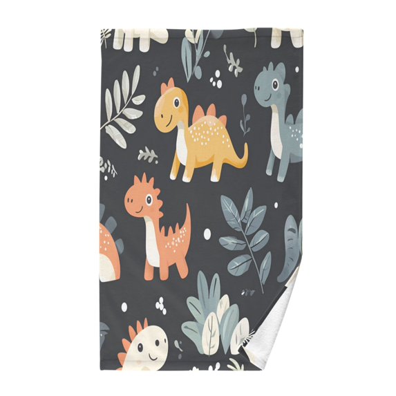 Yayeee 100% Cotton Hand Towels for Bathroom 16" x 28" Kitchen Towel, Orange Dinosaur