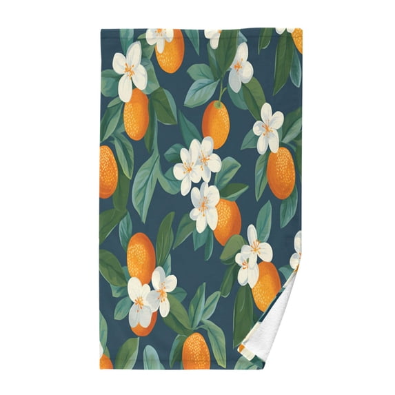 Yayeee 100% Cotton Hand Towels for Bathroom 16" x 28" Kitchen Towel, Orange Fruit