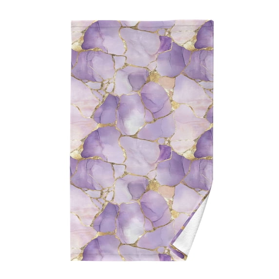 Yayeee 100% Cotton Hand Towels for Bathroom 16" x 28" Soft Absorbent Kitchen Towel, Pastel Purple Marble Pattern