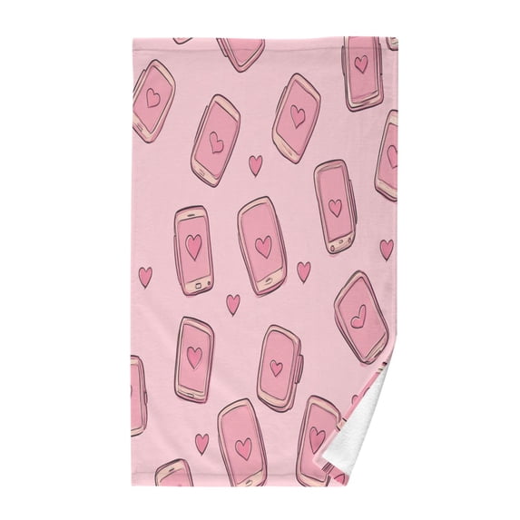 Yayeee 100% Cotton Hand Towels for Bathroom 16" x 28" Soft Absorbent Kitchen Towel, Phones and Hearts
