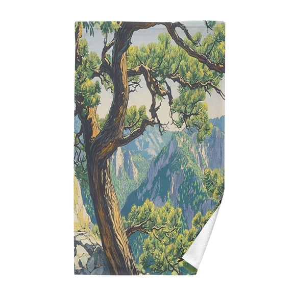 Yayeee 100% Cotton Hand Towels for Bathroom 16" x 28" Soft Absorbent Kitchen Towel, Pine Tree