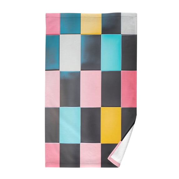 Yayeee 100% Cotton Hand Towels for Bathroom 16" x 28" Kitchen Towel, Pink Checkered Pattern