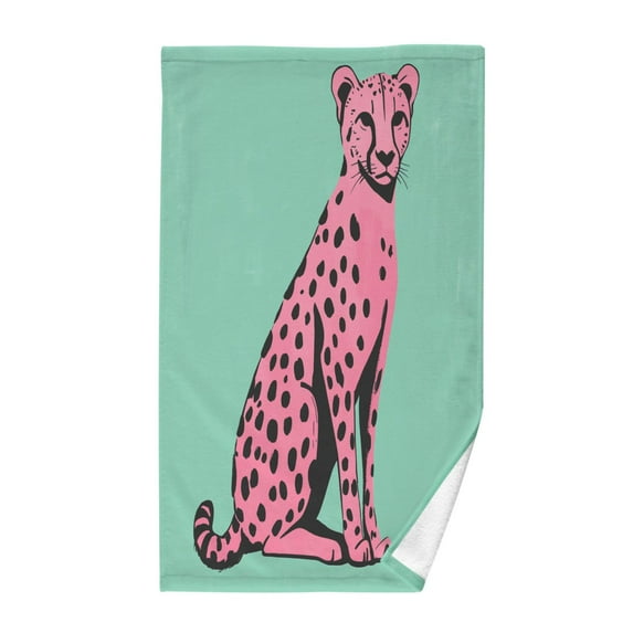 Yayeee 100% Cotton Hand Towels for Bathroom 16" x 28" Kitchen Towel, Pink Cheetah
