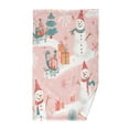 thumbnail image 1 of Yayeee 100% Cotton Hand Towels for Bathroom 16" x 28" Kitchen Towel, Pink Christmas Snowman, 1 of 7