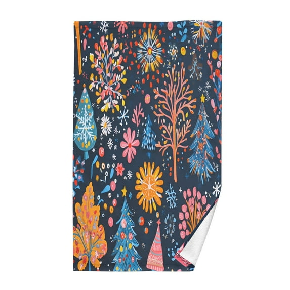 Yayeee 100% Cotton Hand Towels for Bathroom 16" x 28" Kitchen Towel, Pink Christmas Splendor