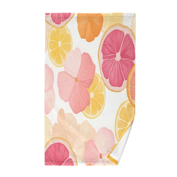 Yayeee 100% Cotton Hand Towels for Bathroom 16" x 28" Soft Absorbent Kitchen Towel, Pink Floral Orange