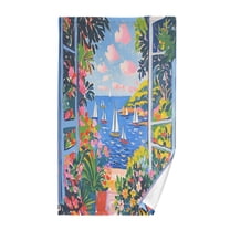 Yayeee 100% Cotton Hand Towels for Bathroom 16" x 28" Kitchen Towel, Pink Floral Window