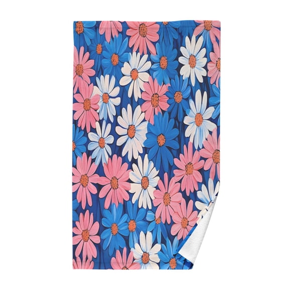 Yayeee 100% Cotton Hand Towels for Bathroom 16" x 28" Soft Absorbent Kitchen Towel, Pink Flowers Pattern