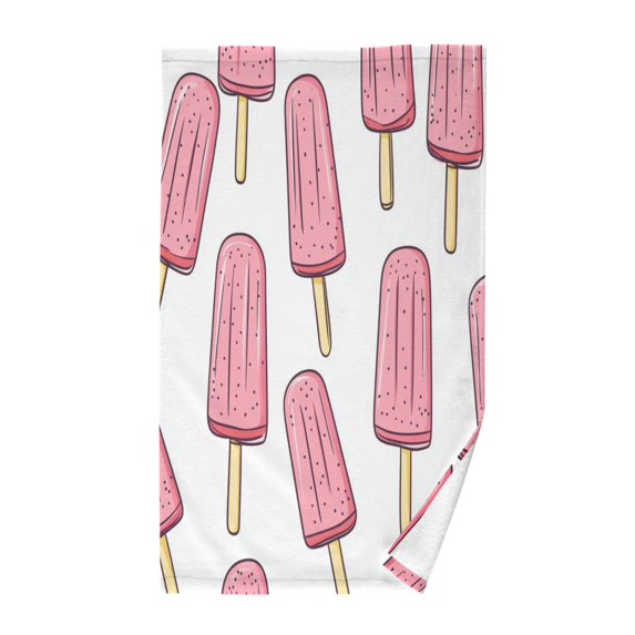 Yayeee 100% Cotton Hand Towels for Bathroom 16" x 28" Kitchen Towel, Pink Ice Cream