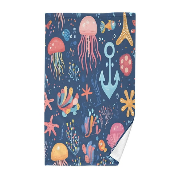 Yayeee 100% Cotton Hand Towels for Bathroom 16" x 28" Kitchen Towel, Pink Jellyfish