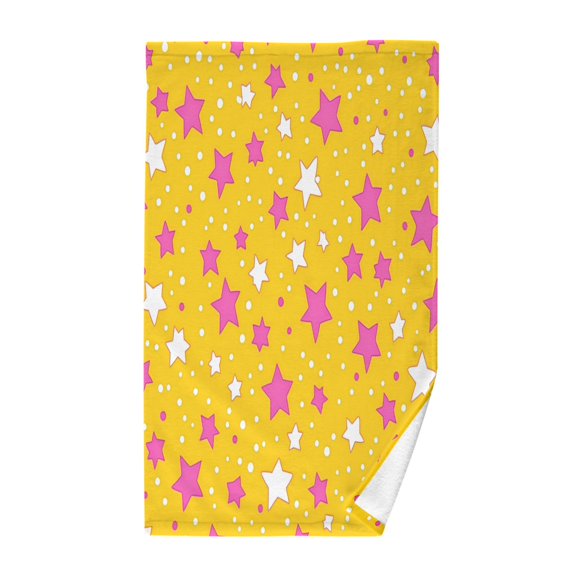 Yayeee 100% Cotton Hand Towels for Bathroom 16" x 28" Soft Absorbent Kitchen Towel, Pink Stars