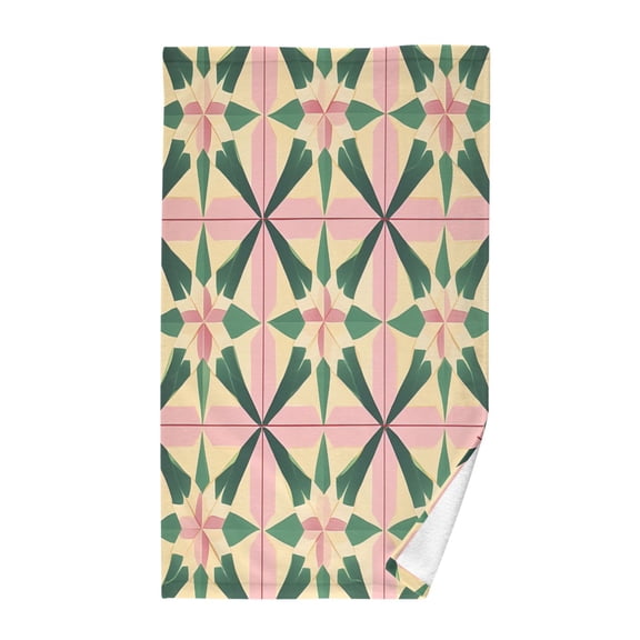 Yayeee 100% Cotton Hand Towels for Bathroom 16" x 28" Kitchen Towel, Pink Symmetrical Stars