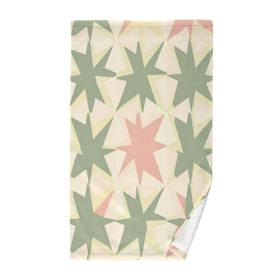 Yayeee 100% Cotton Hand Towels for Bathroom 16" x 28" Soft Absorbent Kitchen Towel, Pink and Green Geometric