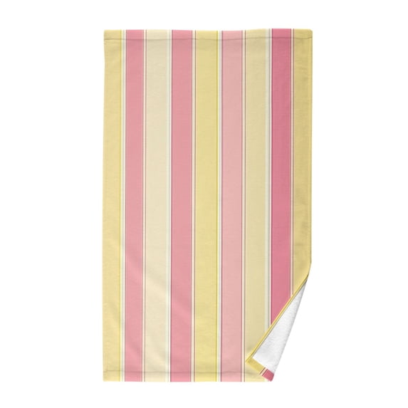Yayeee 100% Cotton Hand Towels for Bathroom 16" x 28" Soft Absorbent Kitchen Towel, Pink and Yellow Striped Pattern