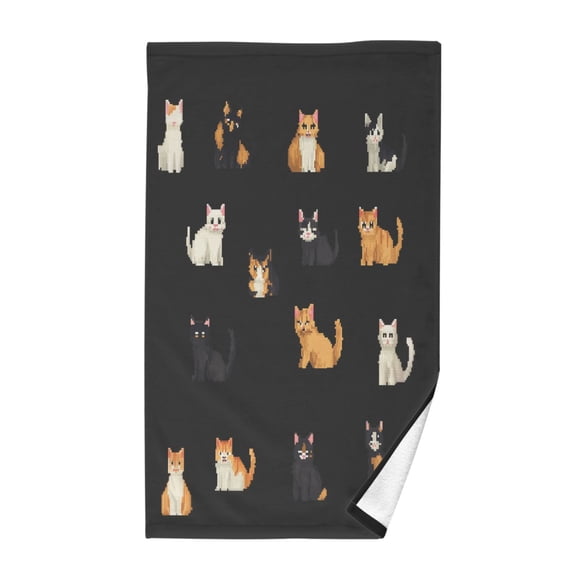 Yayeee 100% Cotton Hand Towels for Bathroom 16" x 28" Soft Absorbent Kitchen Towel, Pixel Cat