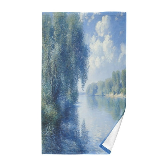 Yayeee 100% Cotton Hand Towels for Bathroom 16" x 28" Kitchen Towel, Plants and River