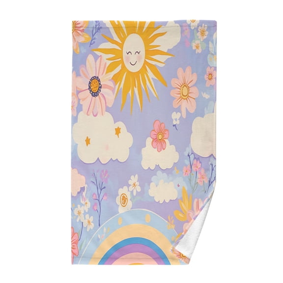 Yayeee 100% Cotton Hand Towels for Bathroom 16" x 28" Kitchen Towel, Purple Clouds