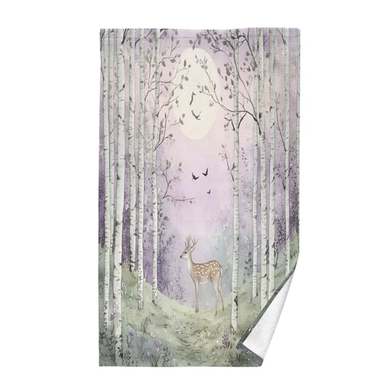 Yayeee 100% Cotton Hand Towels for Bathroom 16" x 28" Kitchen Towel, Purple Deer